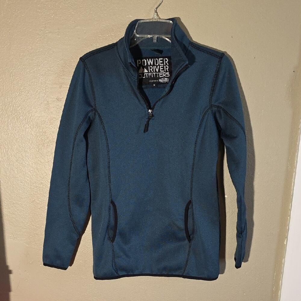 Blue 1/4 Zip Powder River Outfitters Pullover Sweatshirt Sweater